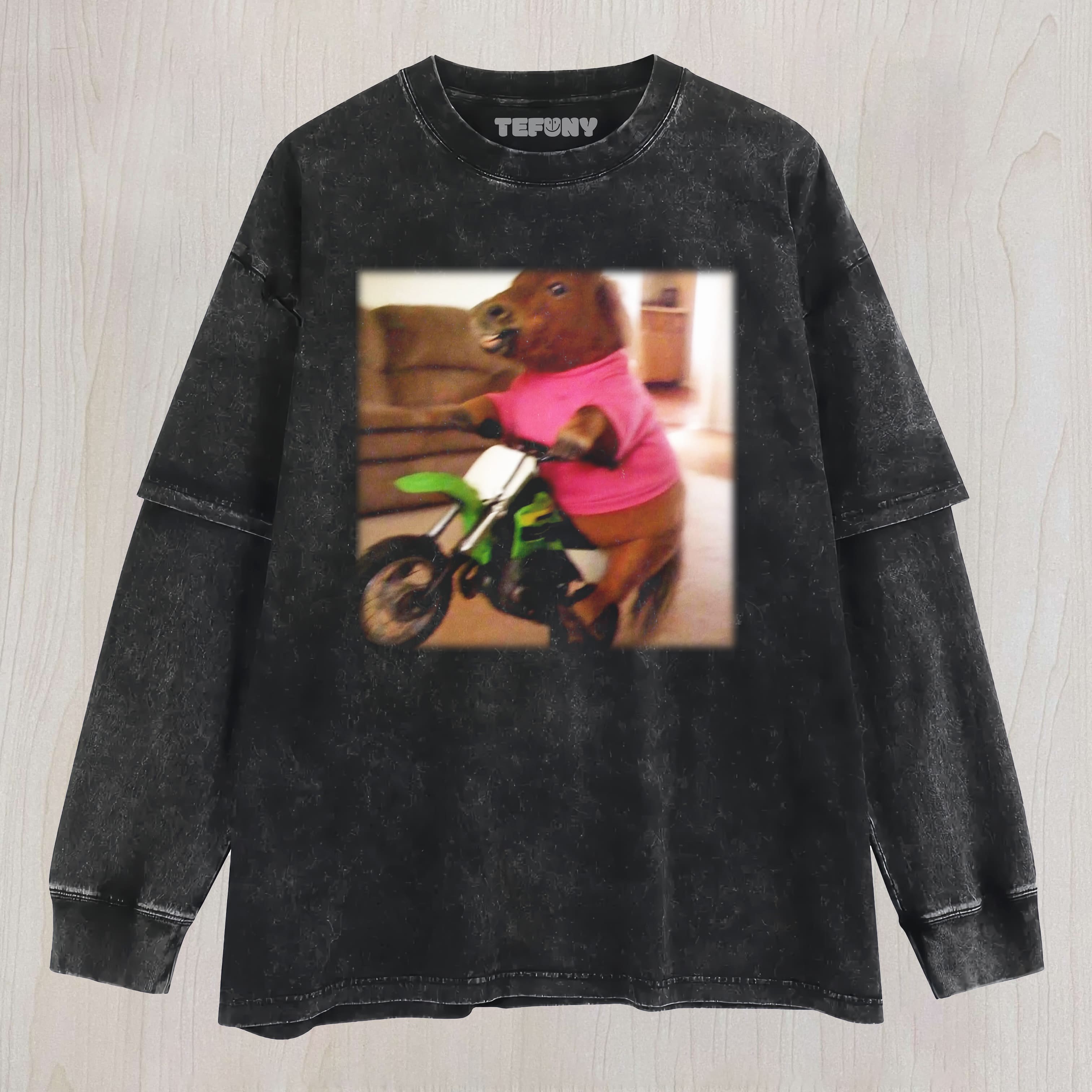 WACKY HORSE VINTAGE WASHED A7 LAYERED LONG SLEEVE