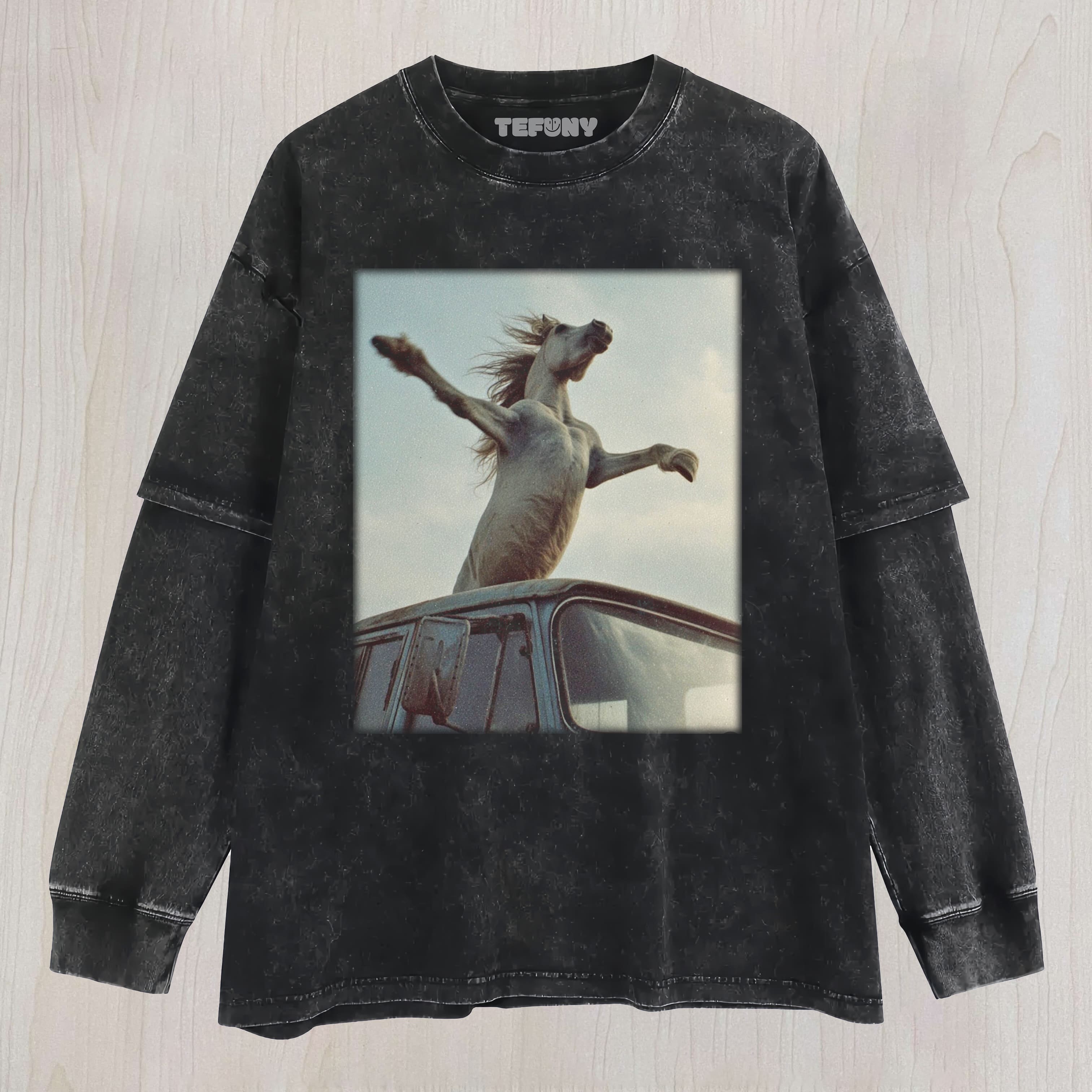 WACKY HORSE VINTAGE WASHED A9 LAYERED LONG SLEEVE