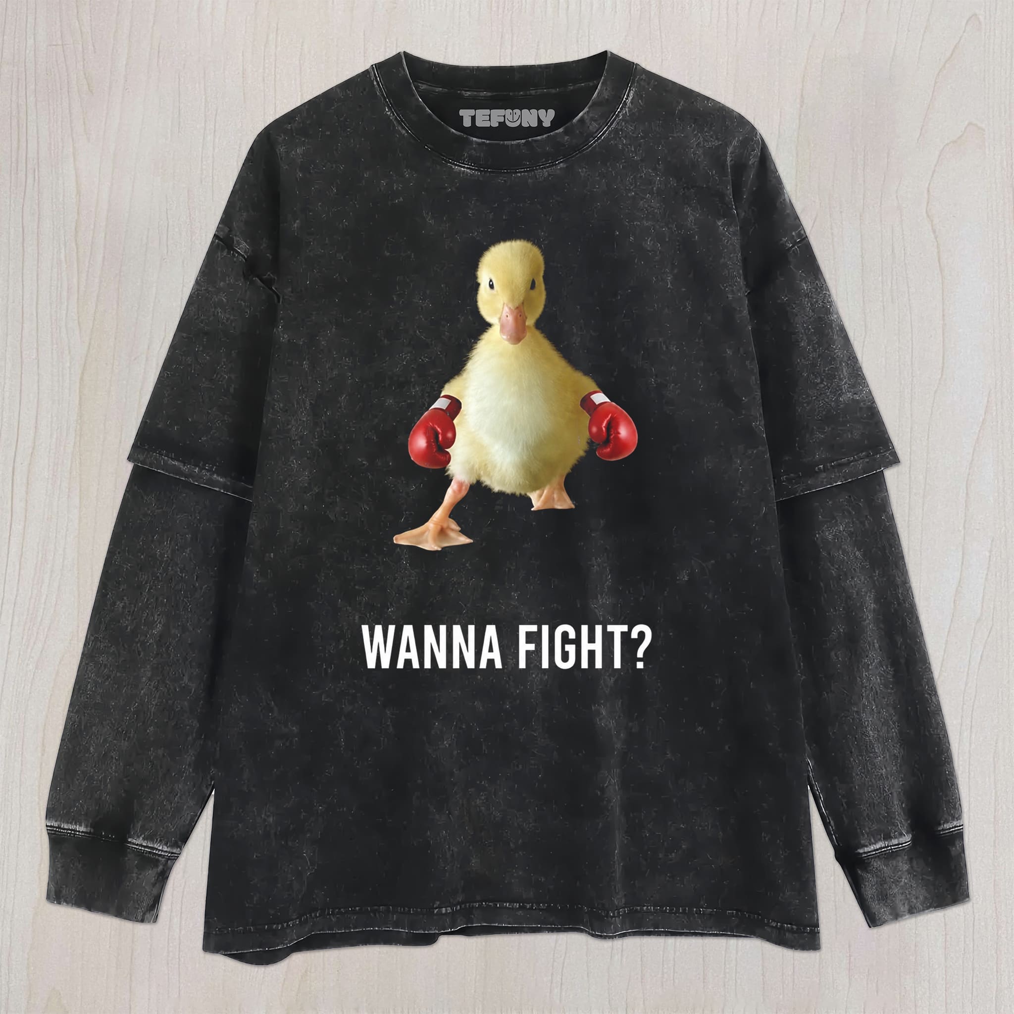 WANNA FIGHT DUCK MEME UNISEX TEE, TANK TOP, LAYERED LS, SWEATSHIRT & HOODIE
