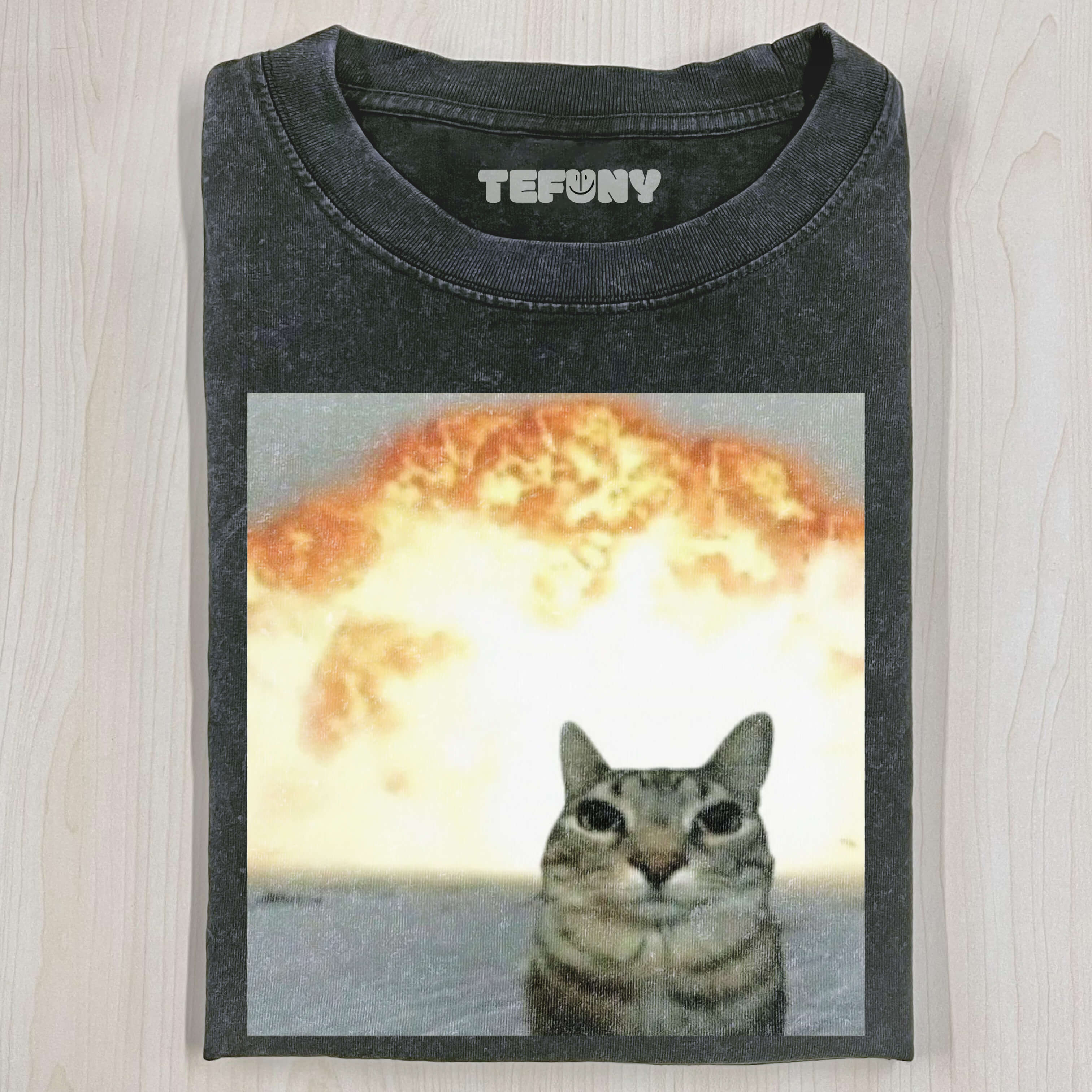 WASHED COTTON CAT T-SHIRT V1