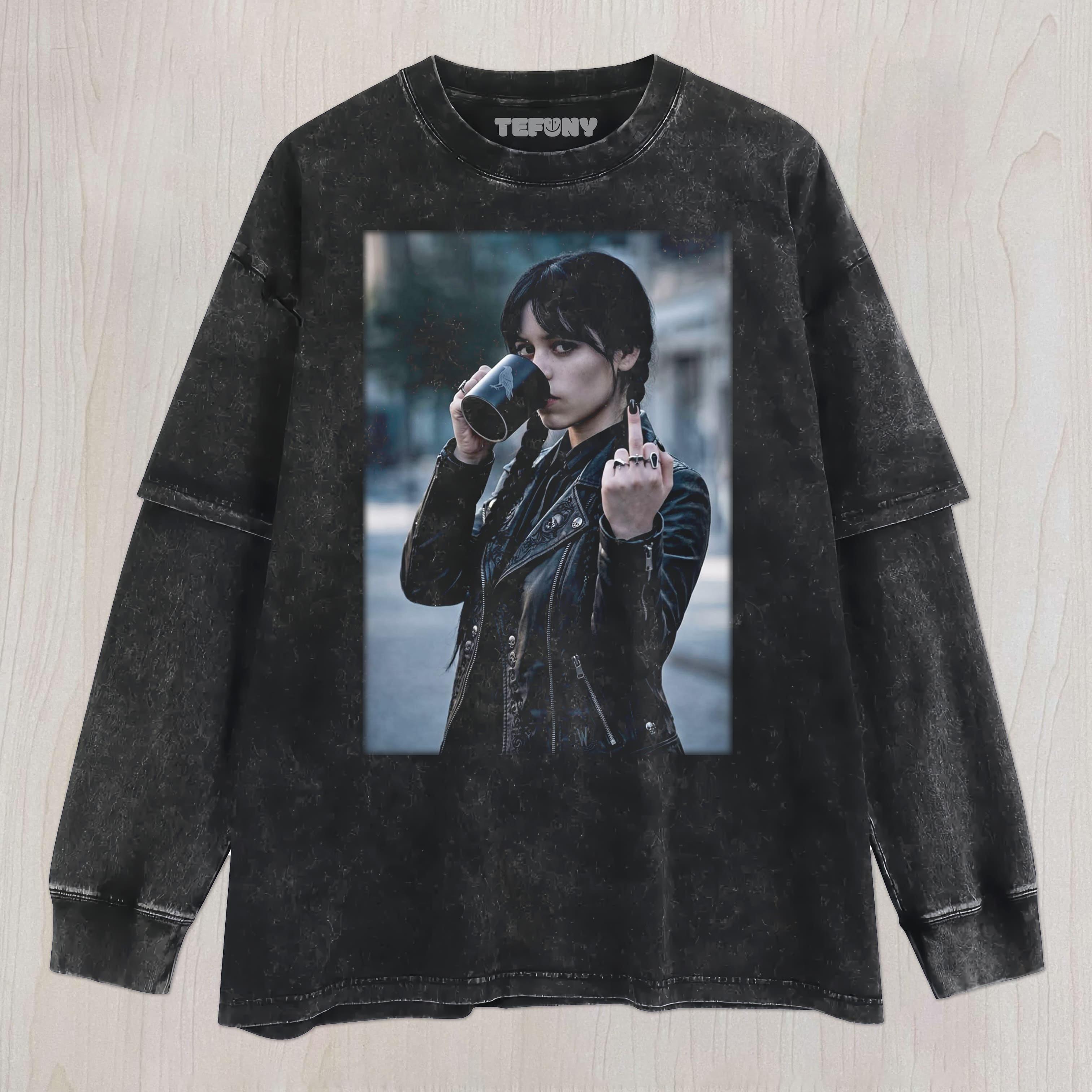 WEDNESDAY - GIVING THE MIDDLE FINGER UNISEX TEE, TANK TOP, LAYERED LS, SWEATSHIRT & HOODIE