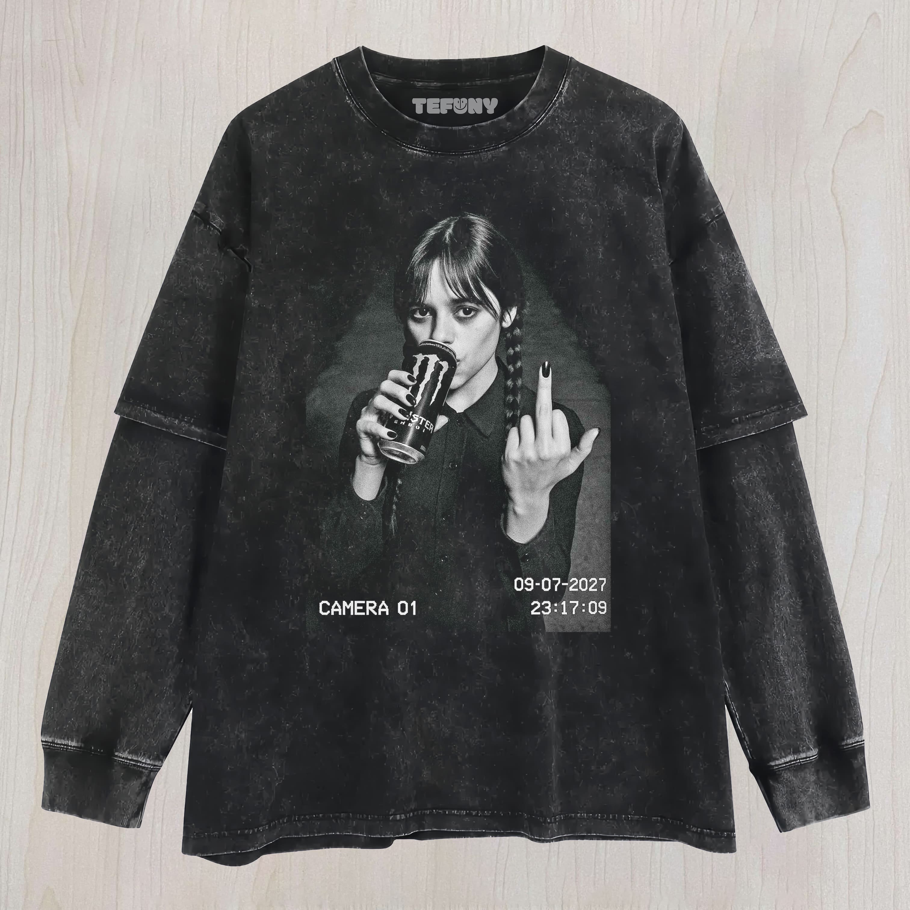 WEDNESDAY MIDDLE FINGER LAYERED LONG SLEEVE