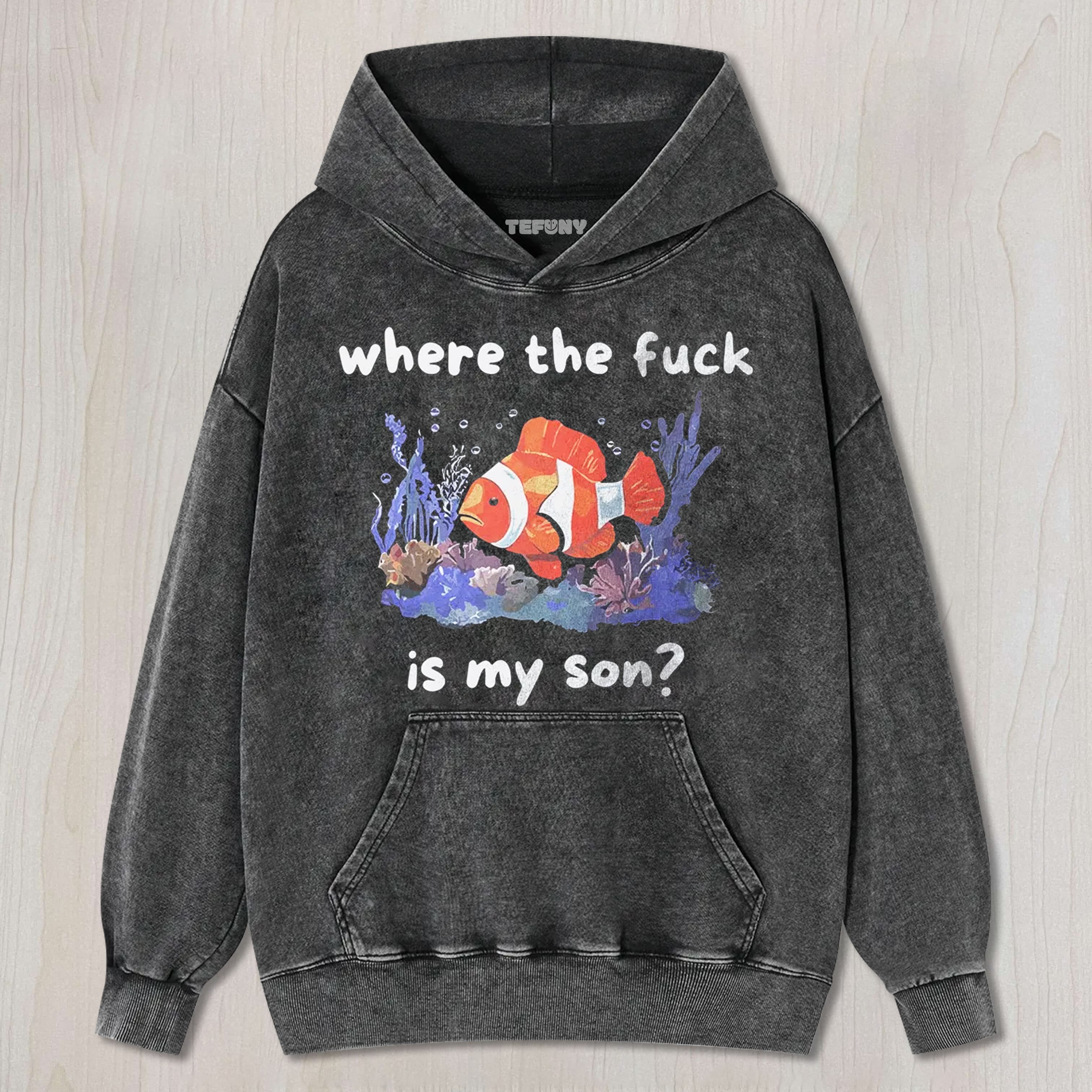 WHERE'S MY SON CARTOON UNISEX TEE, TANK TOP, LAYERED LS, SWEATSHIRT & HOODIE