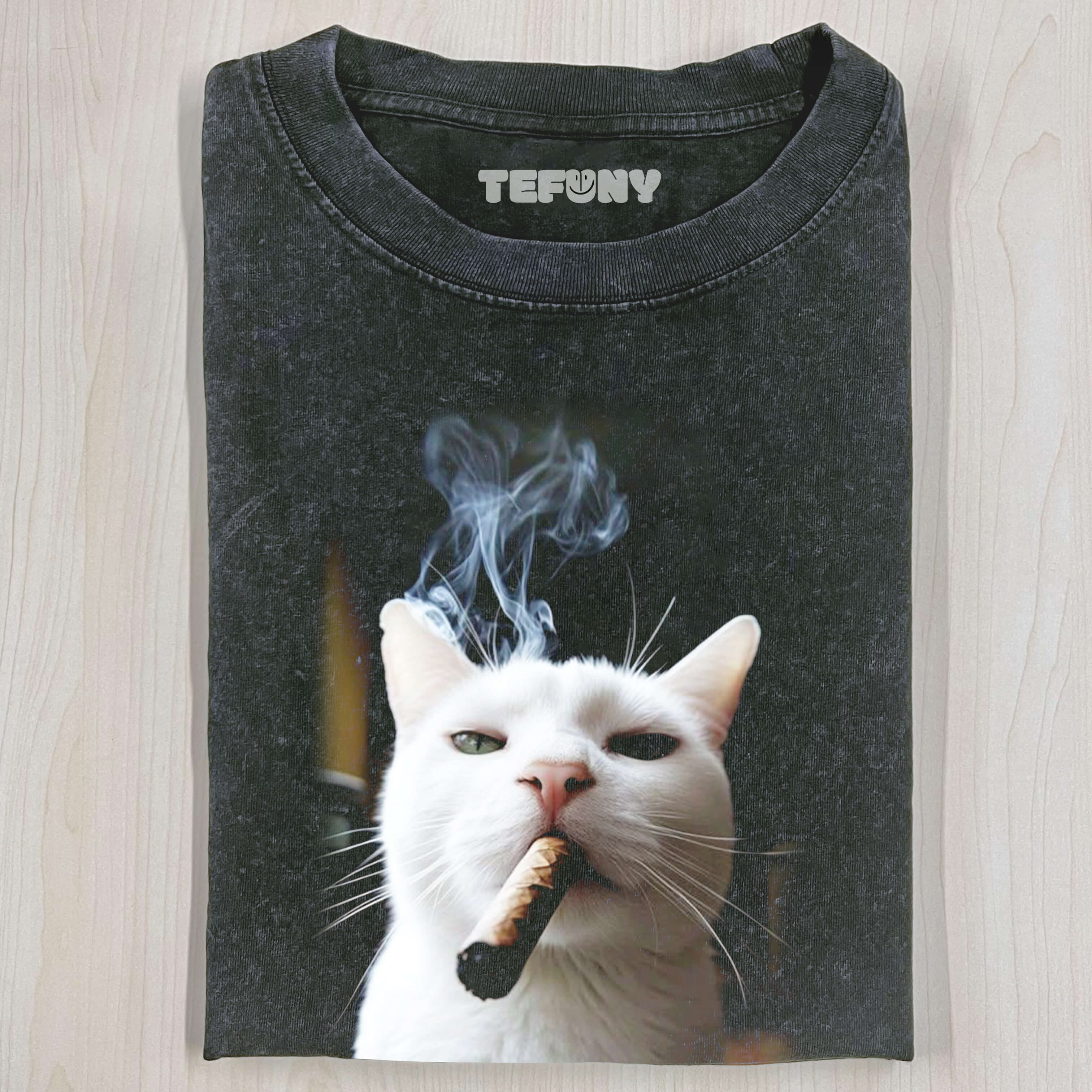WHITE CAT SMOKING T-SHIRT