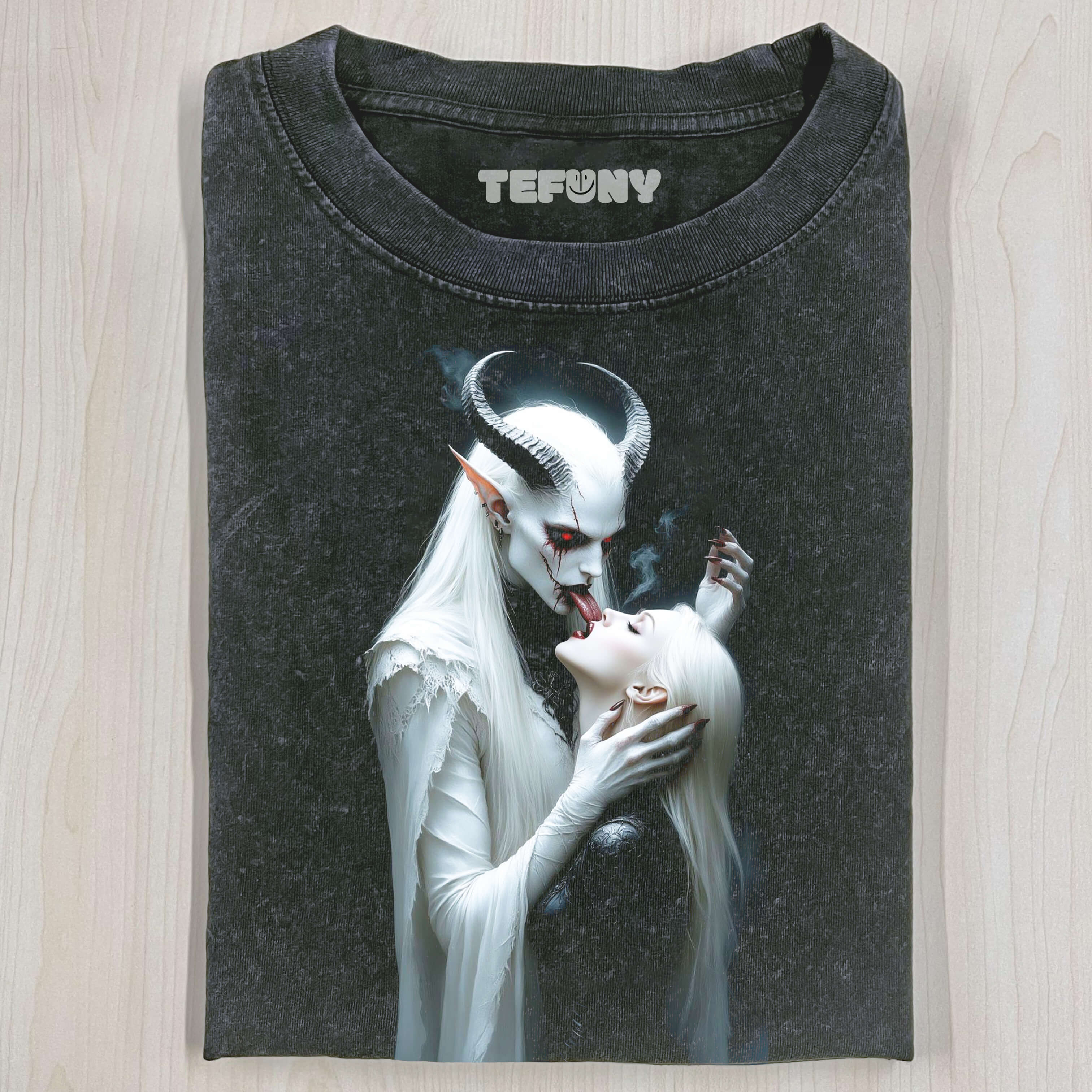 WHITE DEVIL KISSES WHITE-HAIRED GIRL T-SHIRT