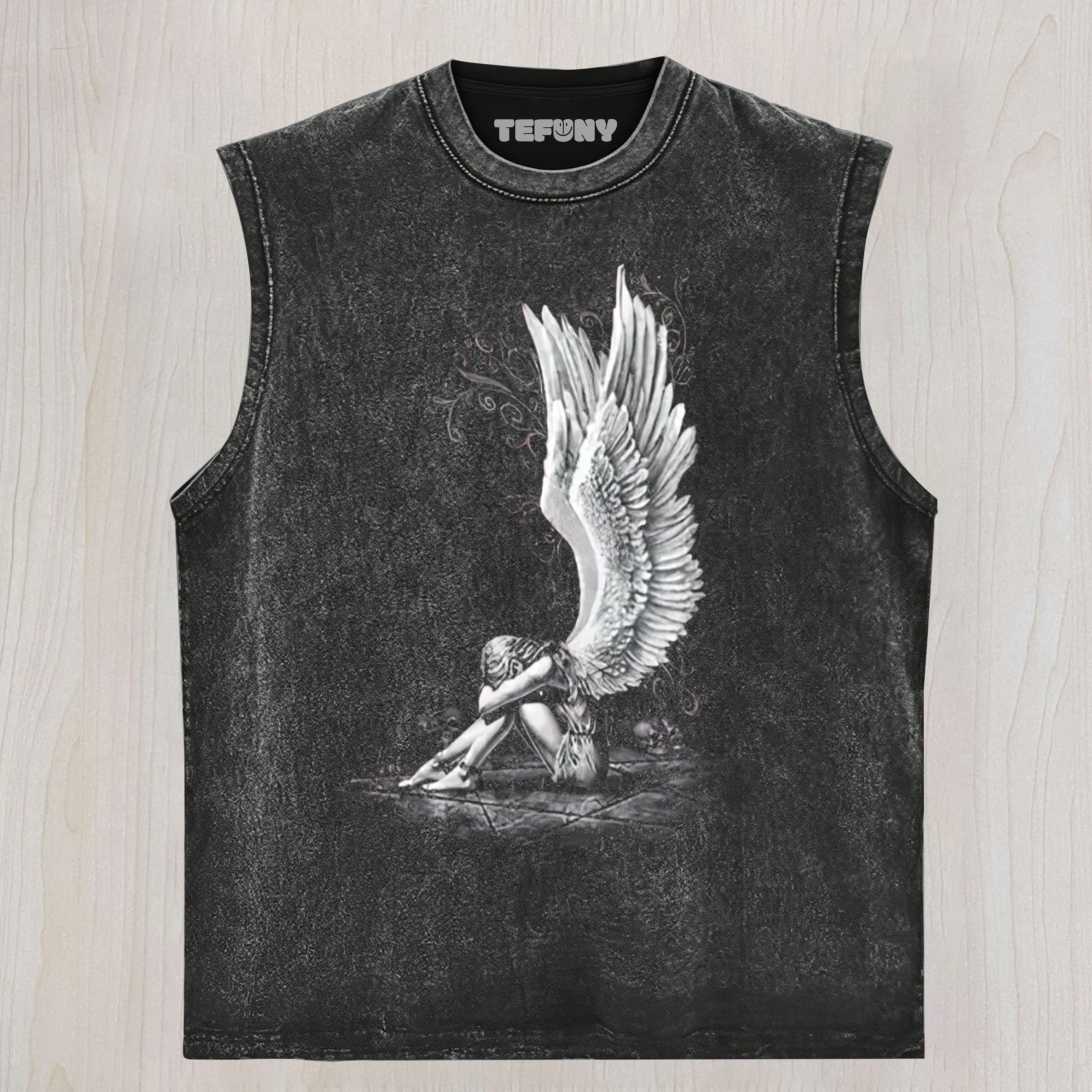 WITH ANGEL AND WINGS GOTHIC UNISEX TEE, TANK TOP, LAYERED LS, SWEATSHIRT & HOODIE