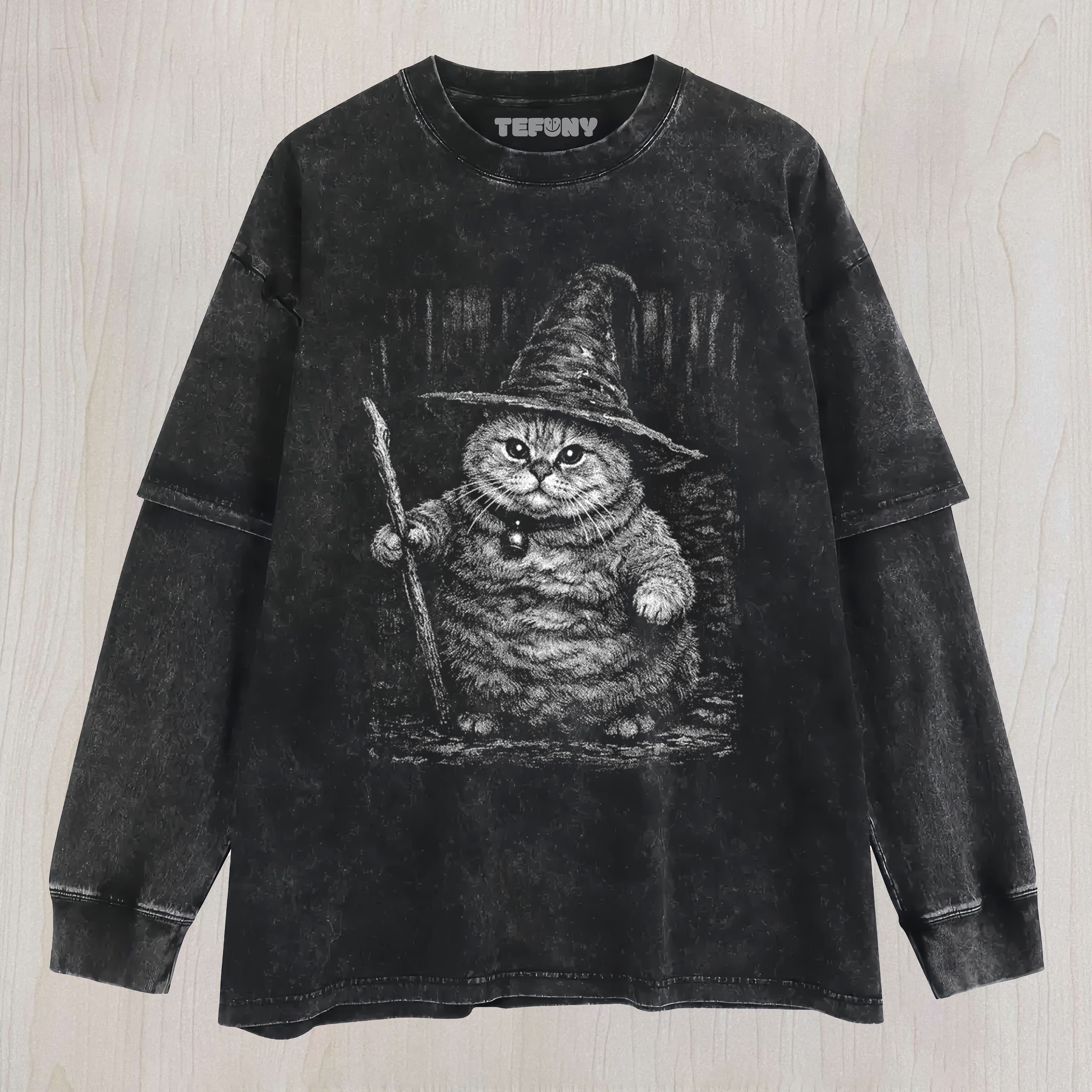 WIZARD CAT SHIRT UNISEX TEE, TANK TOP, LAYERED LS, SWEATSHIRT & HOODIE