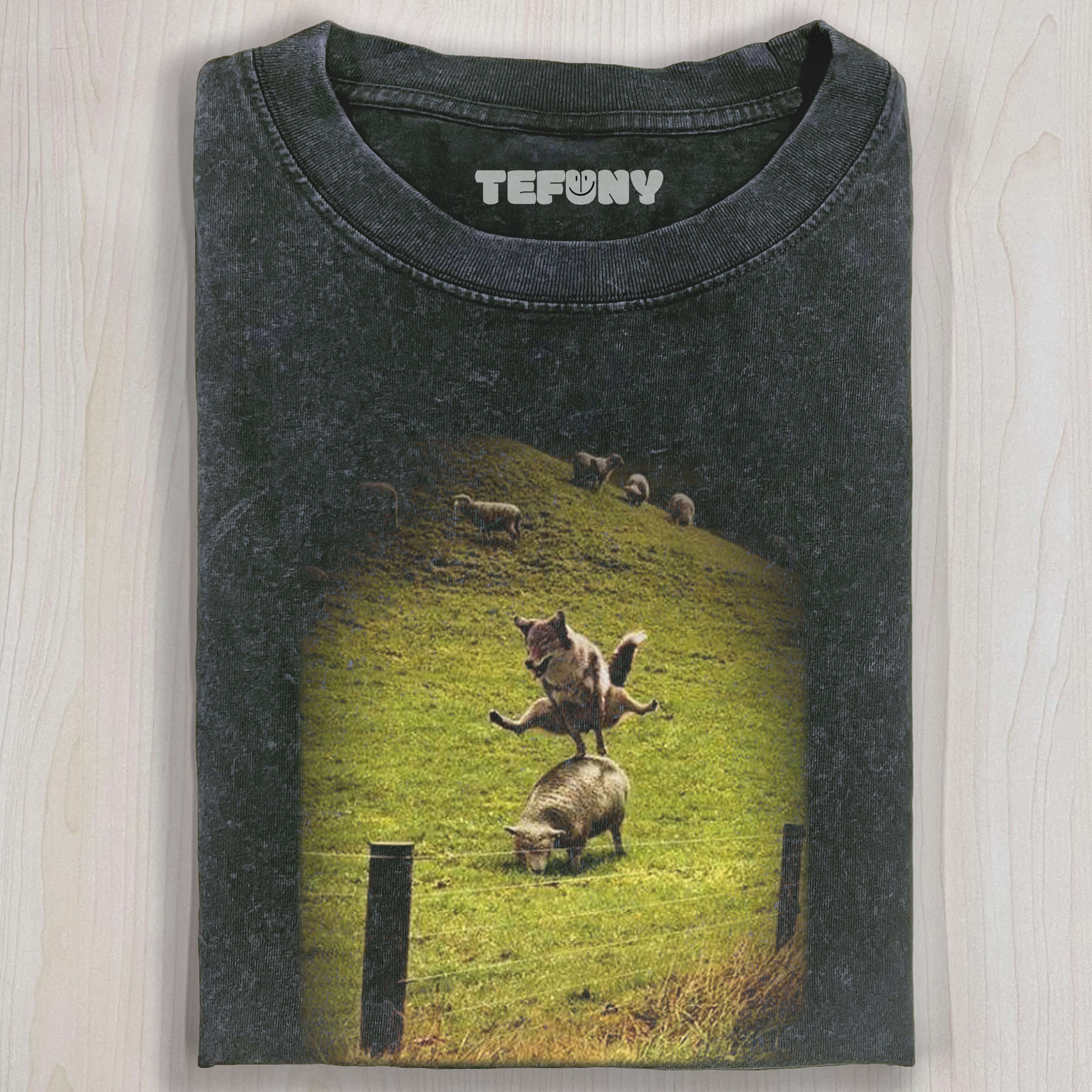 WOLF JUMPS OVER GOAT T-SHIRT