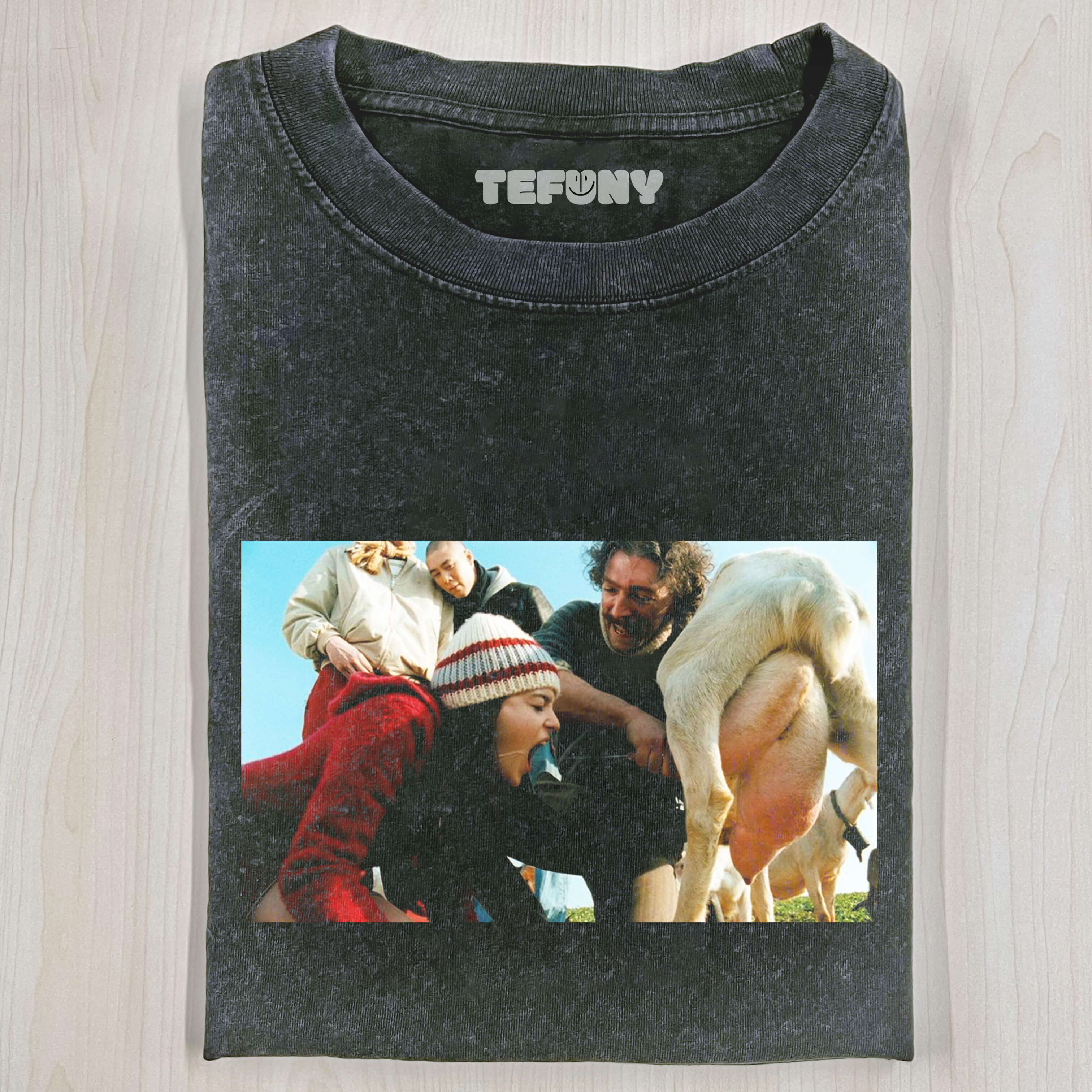 WOMAN DRINKING GOAT MILK T-SHIRT