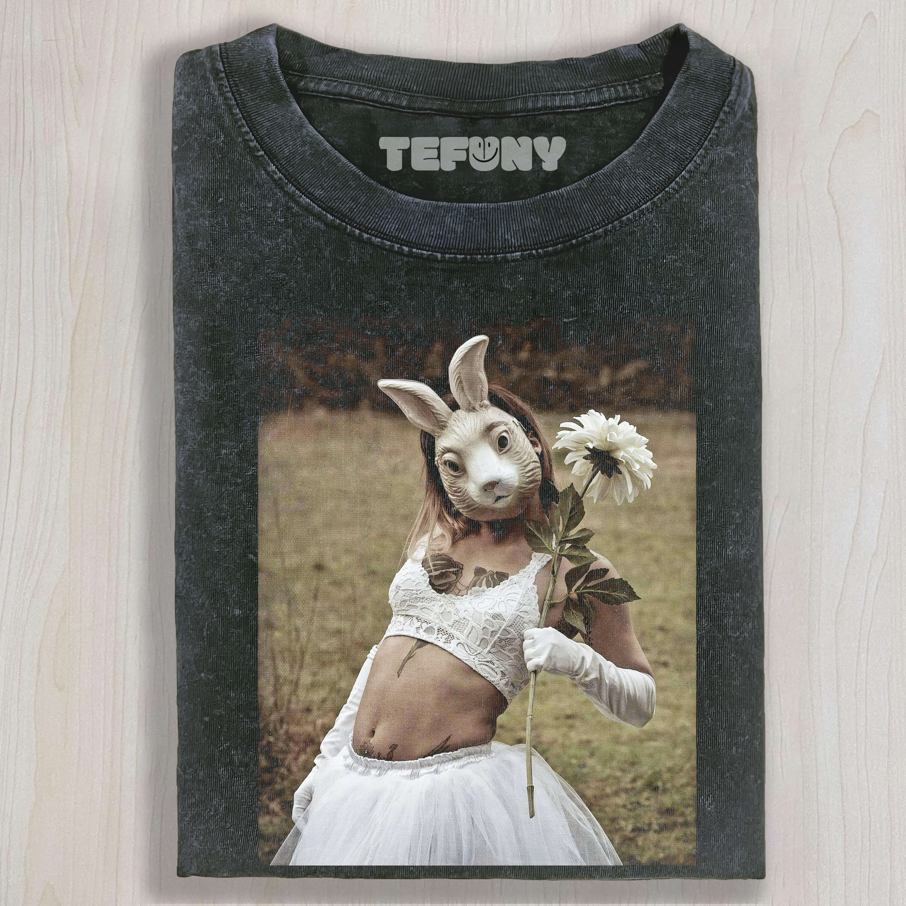 WOMAN WEARING A RABBIT MASK T-SHIRT & LONG SLEEVES & HOODIES