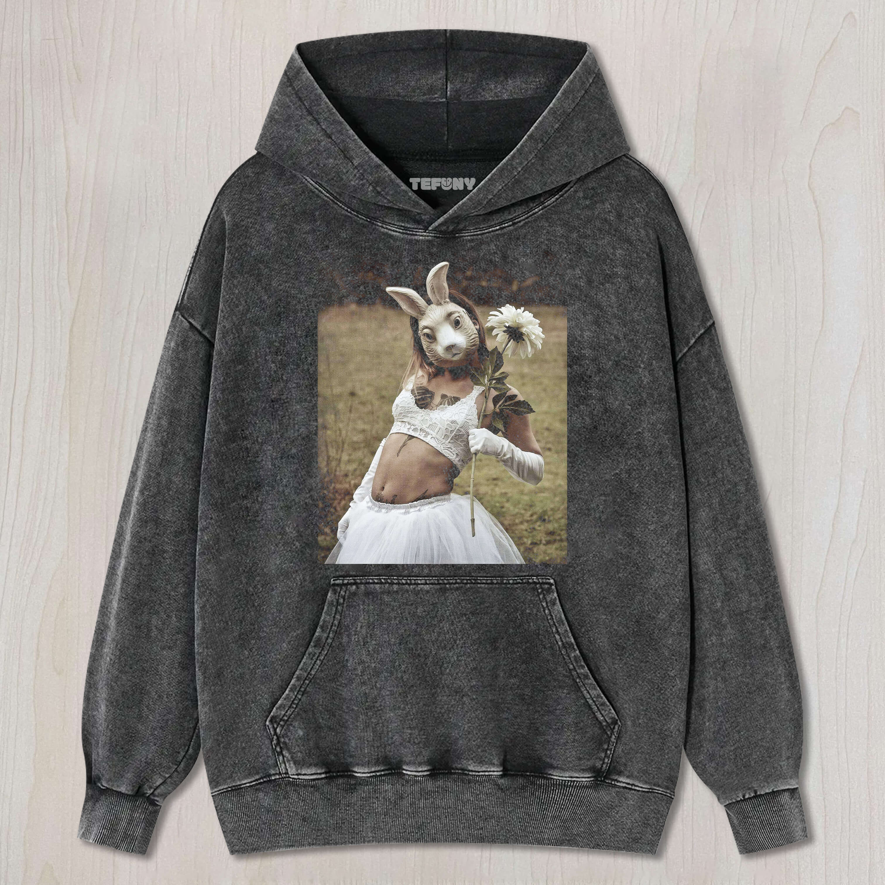 WOMAN WEARING A RABBIT MASK T-SHIRT & LONG SLEEVES & HOODIES