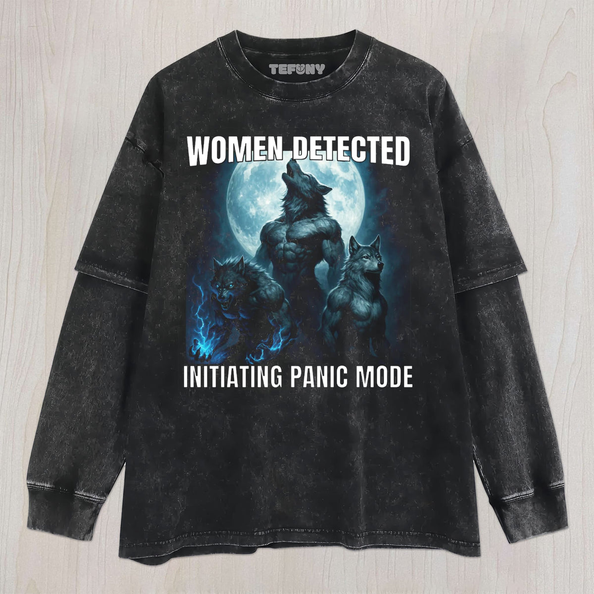 WOMEN DECTED WEREWOLF MEME UNISEX TEE, TANK TOP, LAYERED LS, SWEATSHIRT & HOODIE
