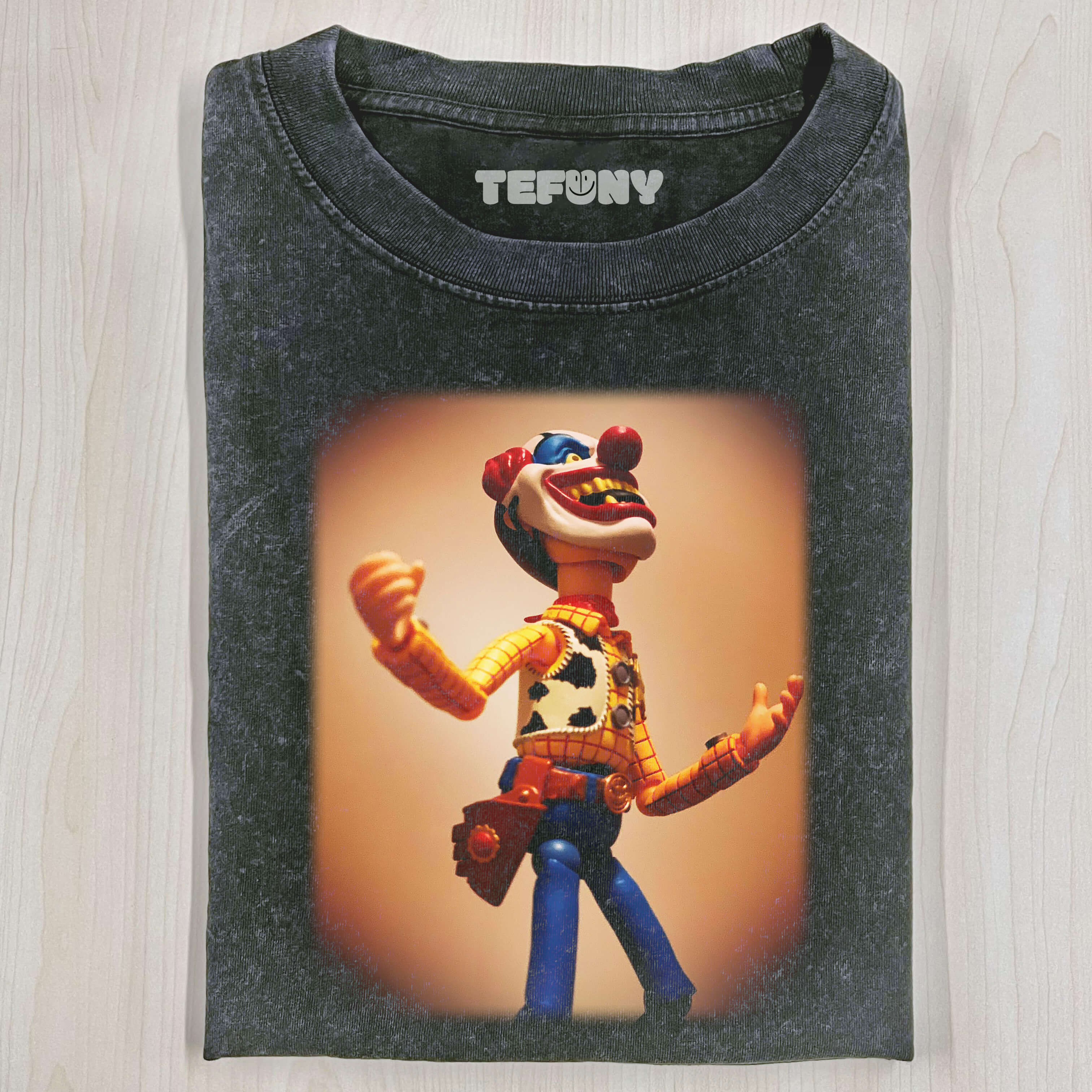 WOODY WEARING A CLOWN MASK T-SHIRT