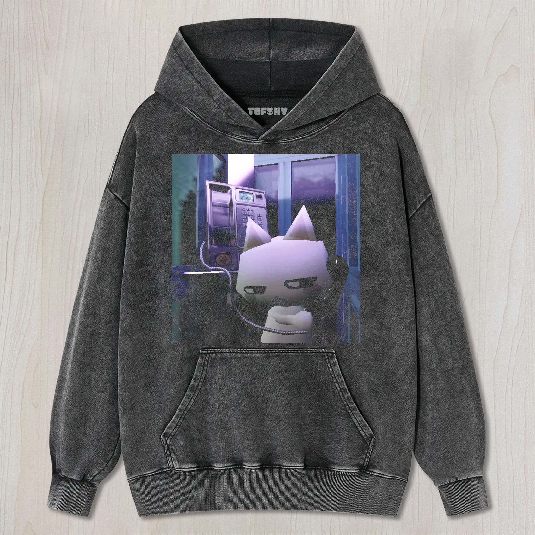 Y2K CAT IS ON THE PHONE UNISEX TEE, TANK TOP, LAYERED LS, SWEATSHIRT & HOODIE